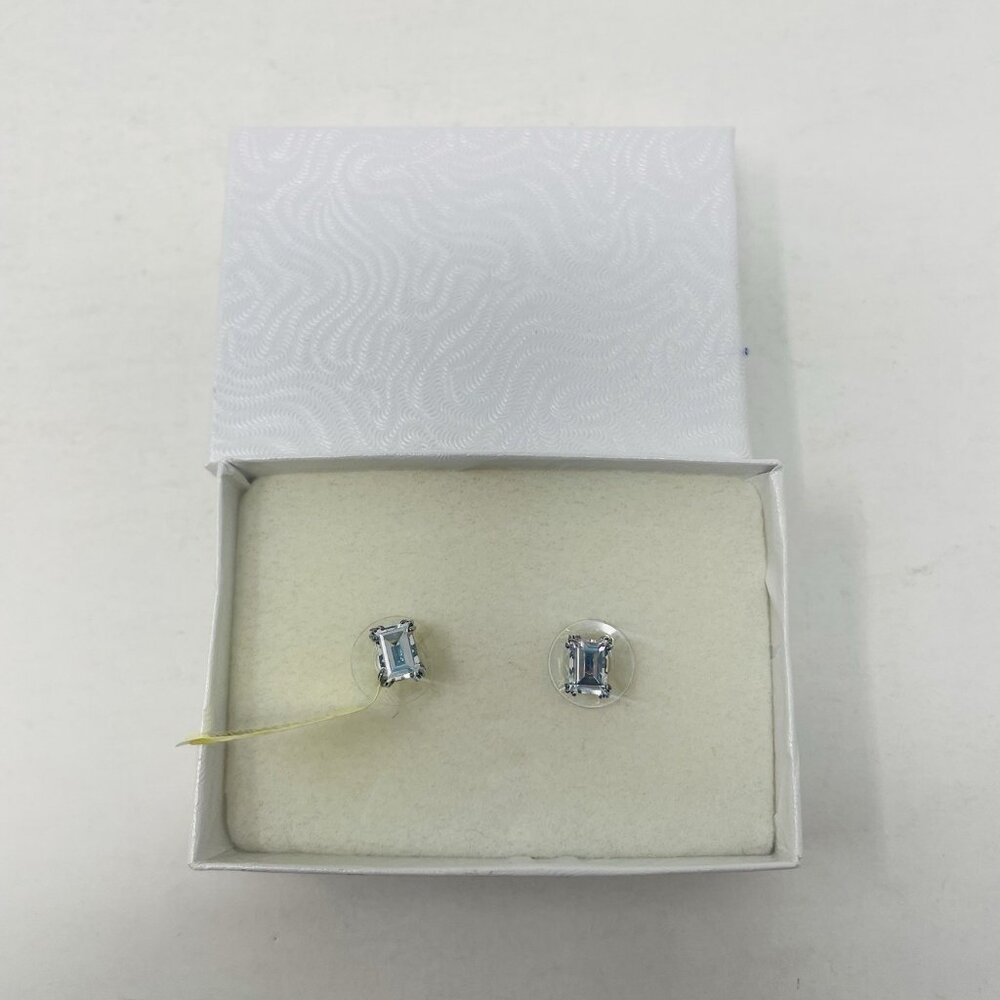 Shop LC White Topaz Baguette Stud Earrings in Sterling Silver‎ Nickel Free 5216